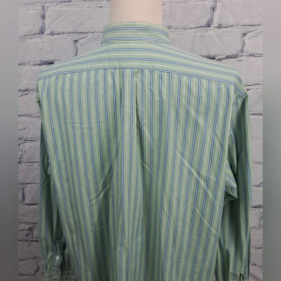 Ralph Lauren Men's Classic Fit Button Down Shirt Green Striped Smooth XXL 2XL - Picture 5 of 14